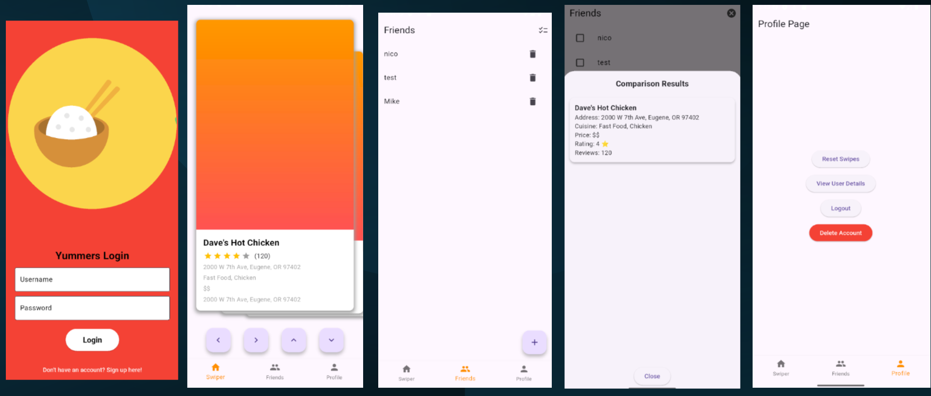 Yummers Restaurant App